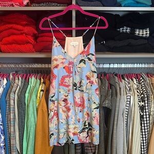 Eight Sixty blue/pink floral adjustable strap lined dress size XS